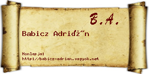 Babicz Adrián névjegykártya